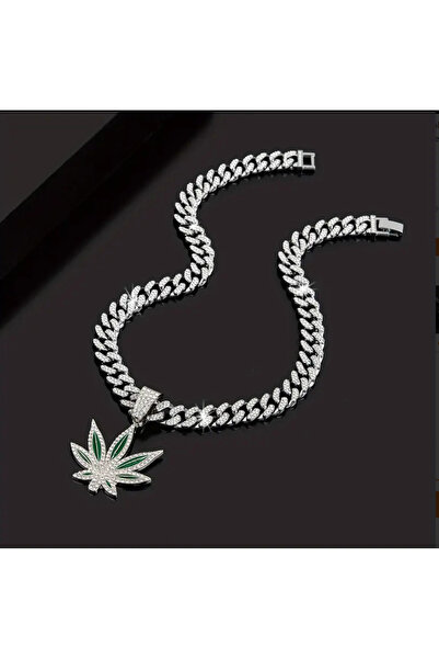 kargasa Cuban Necklace, Classic Retro Green Leaf Necklace