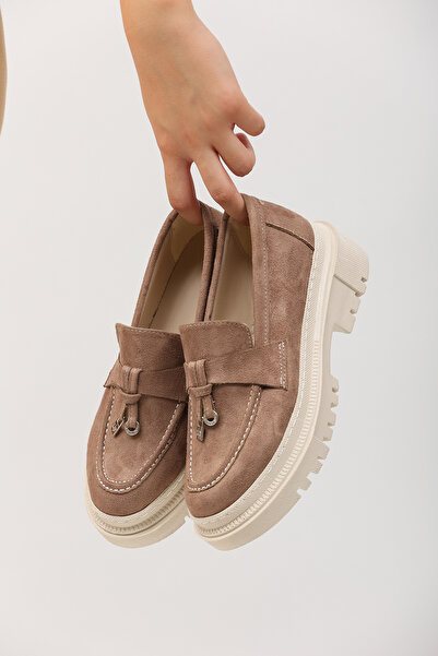 CICIKIZ Жіночі лофери з візоном, замшею та бахромою, з підошвою на швах