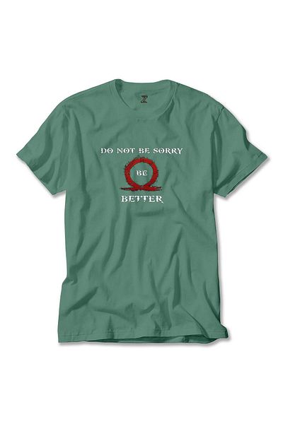 WAKHA God of War Do Not Be Sorry, Be Better Green T-Shirt