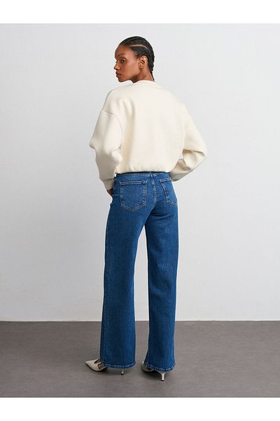 Dilvin Model 71750 - Pantaloni albaștri cu picioare largi din Lycra