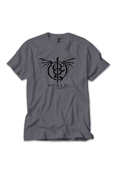 CrowsGate Λογότυπο Lamb of God Wrath Πολύχρωμο T-Shirt σε Γκρι Χρώμα, Μέγεθος XL