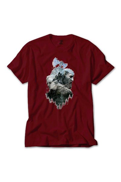 WAKHA God Of War Ragnarok Atreus Kratos Silhouette Red T-Shirt