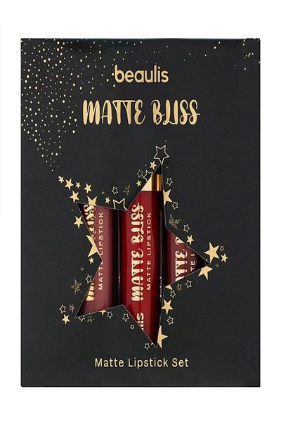 beaulis Matte Bliss 3-Piece Matte Lipstick Set - Red, Nude and Pink Shades
