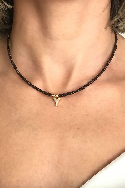 Sose Moda Letter Y Bead Necklace