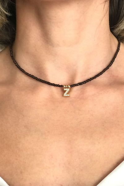 Sose Moda Z Letter Bead Necklace
