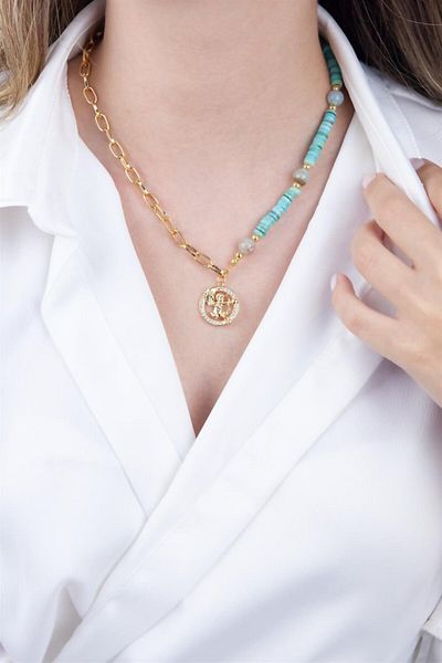 Sose Moda Natural Stone and Chain Eros Necklace
