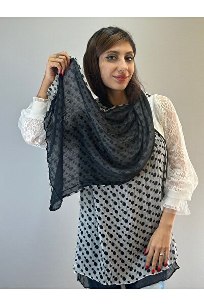 Gönülden Tasarım Двошаровий жіночий шарф з пуантиєвим візерунком 170X50 см, сірий