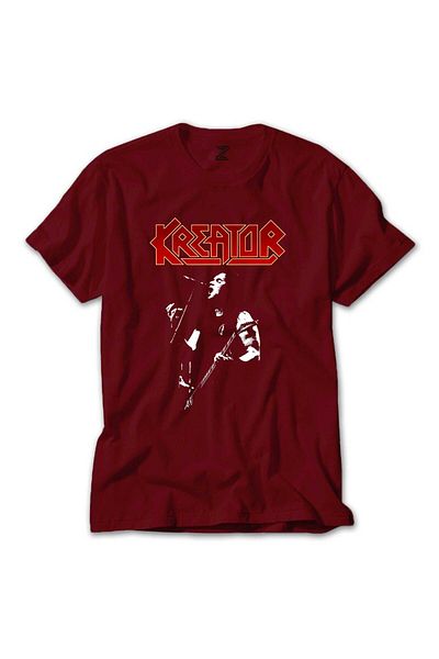Z zepplin Kreator United σε κόκκινο μπλουζάκι με αντίθεση