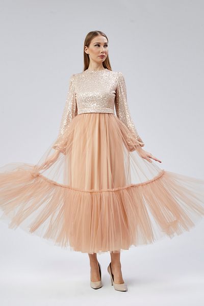 Asees Βραδινό φόρεμα Hijab Dream Tulle με παγιέτες με μπαλόνι
