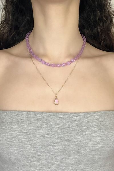 Sose Moda Lilac Drop Pendant Multiple Necklace