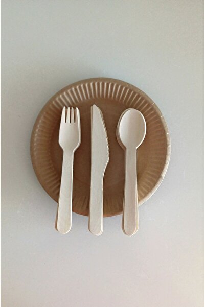 Kraft Organik Kağıt Tabak Ve Kaşık Seti (8 KİSİLİK)