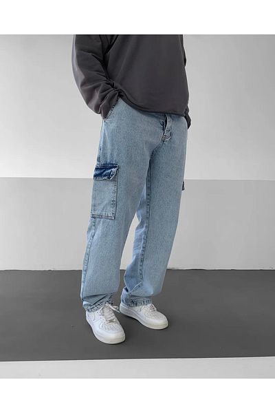 NO1 KONSEPT Baggy Jeans with Blue Cargo Pockets