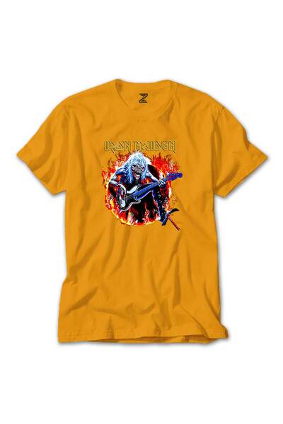 CrowsGate Tricou Iron Maiden Fire Colorat Galben Mărimea M