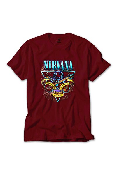 WAKHA Πολύχρωμο μπλουζάκι με αφίσα Nirvana σε κόκκινο χρώμα, μέγεθος S