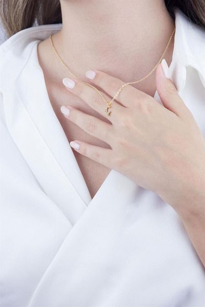 Sose Moda Gold Chain Necklace with Letter C