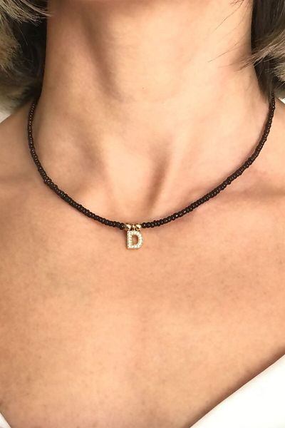 Sose Moda Letter D Bead Necklace