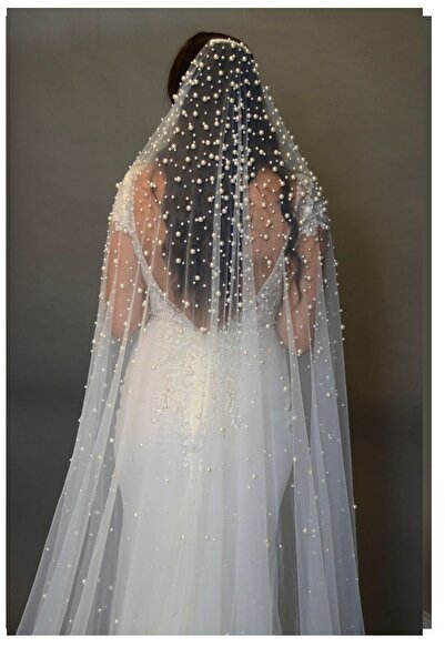 bbays new trend YOĞUN 3 BOY İNCİ  Uzun Gelin Duvak 2mt Gelin Duvağı,gelinlik Aksesuarı Nikah ,incili Gelin Duvak