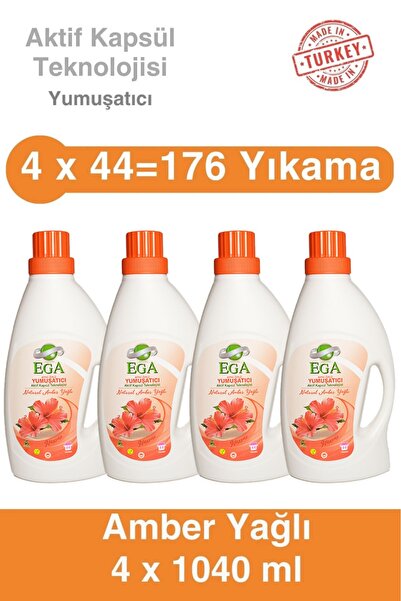 EGA Aktif Kapsül Teknolojili Amber Çamaşır Yumuşatıcısı 4 X 1040 ml