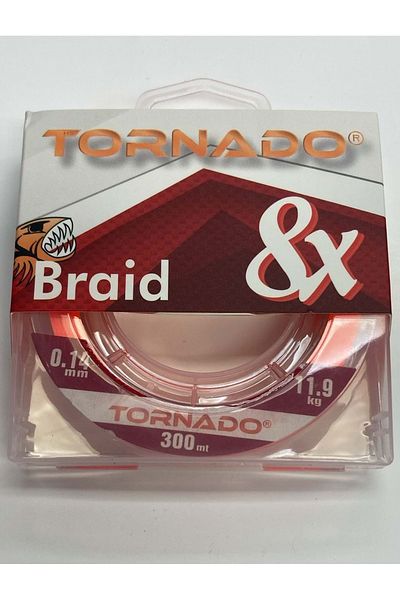Tornado 8 X Braid Orange 0.14mm 11.90kg------ 300Mt. Orange 1Pcs.