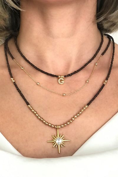 Sose Moda Set of 3 Bead Necklace with Letter g