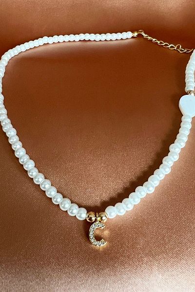 Sose Moda Letter C Pearl Design Necklace