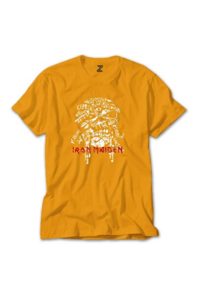Generic Brand Tricou colorat cu mânecă lungă Iron Maiden, culoare galbenă, mă...