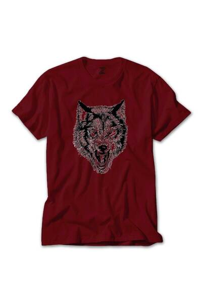 CrowsGate تي شيرت أبيض وولف ملون لون أحمر مقاس S