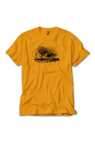 WAKHA تي شيرت بلاك تري ليك ملون أصفر اللون مقاس L