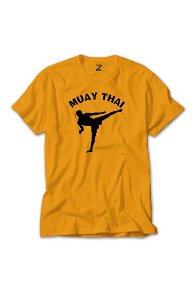 CrowsGate Κίτρινο μπλουζάκι με σιλουέτα καράτε μουάι Ταϊλάνδης