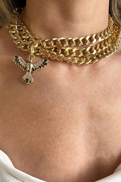 Sose Moda Black Phoenix Detailed Choker Necklace