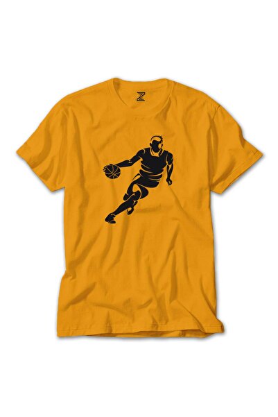 WAKHA Μπλουζάκι με σιλουέτα στεφάνης μπάσκετ, πολύχρωμο, κίτρινο χρώμα, μέγεθ...