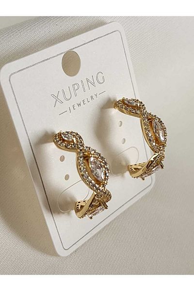 ZÜLİSCH Gold Stainless Steel Earrings - Zircon Stone and Water Resistant