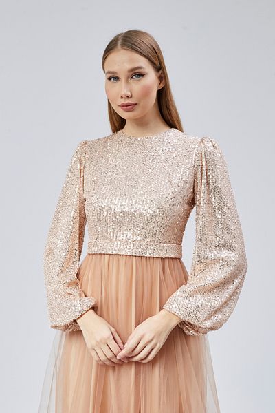 Asees Βραδινό φόρεμα Hijab Dream Tulle με παγιέτες με μπαλόνι