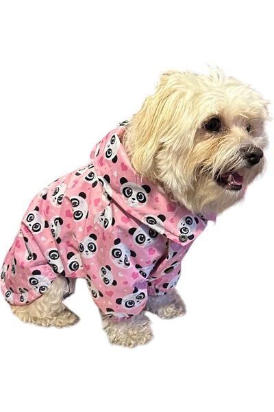 GedyCo Pink Panda Fleece Small Breed Dog Raincoat
