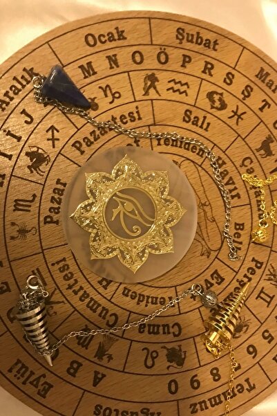 RaHan Turkish Wood Natural Stone Pandula - Brass, Purification Temi