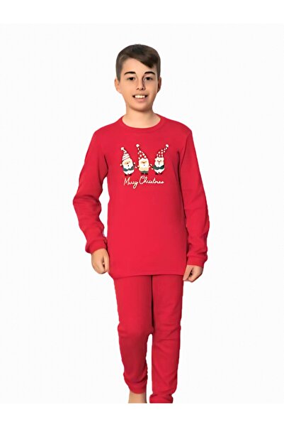 YusGos Santa Claus Printed Cotton Boys' New Year Family Pajamas Set