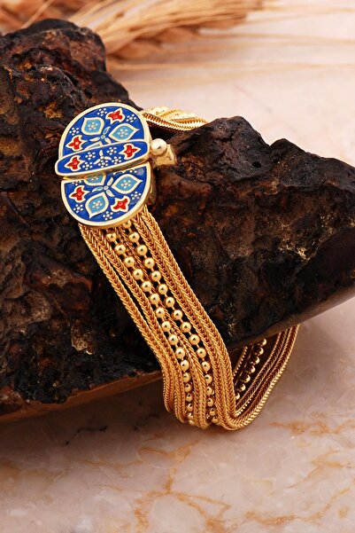 Sümer Telkari Anadolu Motifli Gümüş Altın Kaplama 17,50 Cm Midyat Hasırı Mine...