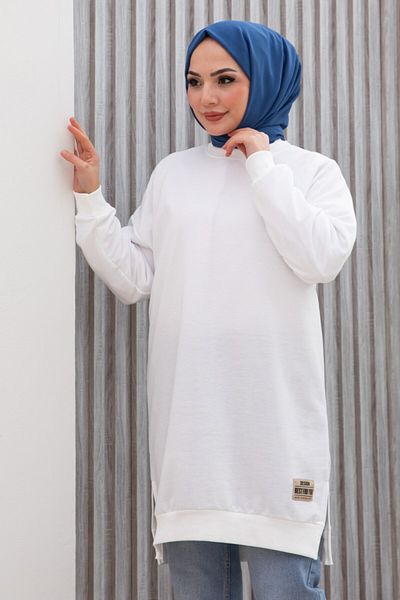 MODA Ecru Emblem Long Vortex Tunic