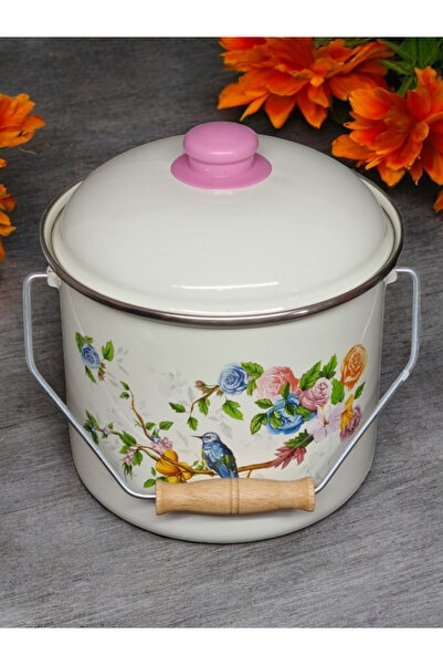 ALEV EMAYE 9 Liter Capacity - Bird Patterned Copper Yogurt Pulses Roasting 26 cm