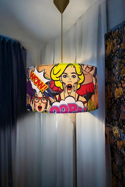Göksu Lighting Fabric Carature Model Pendant Chandelier