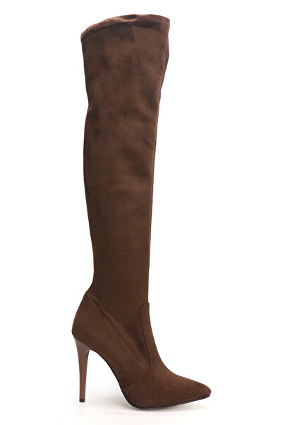 OZ DOROTHY Kadın Kahverengi Süet Streç Diz Üstü Çorap Çizme