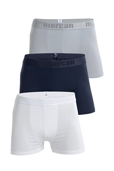Mercan 3-Piece Men's Multicolored Cotton Lycra Flexible Fabric Boxer (White N...