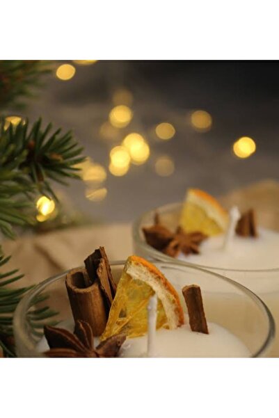 Safiyaa Cam Bardakta Dekoratif Kokulu Portakallı Tarçınlı Mum