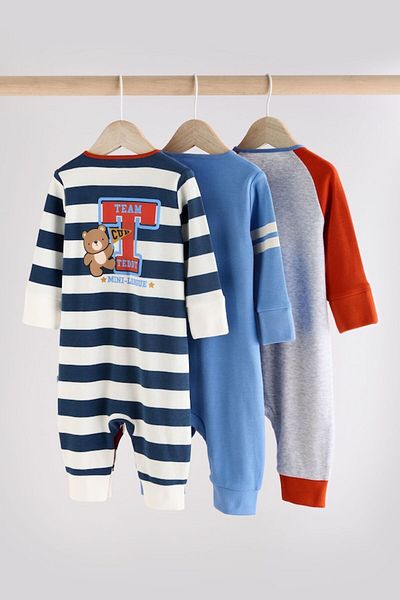 Next Baby 100% Cotton Navy Blue Striped 3-Piece Jumpsuit Set
