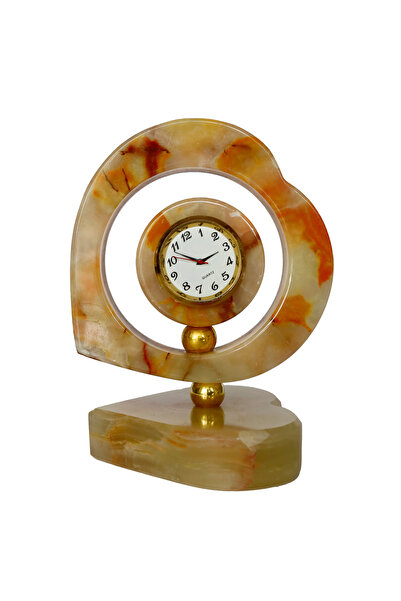 taru pasaj "Oniks Doğal Taş 2 Kalpli Dekoratif Saat - Şık ve Özel Hediye Seçe...