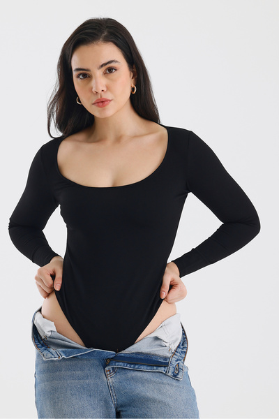 ZACHARIUZ Siyah Degaje Yaka Uzun Kollu Siyah Zıbın