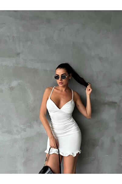 Butik Mini Fırfır Asimetrik Elbise