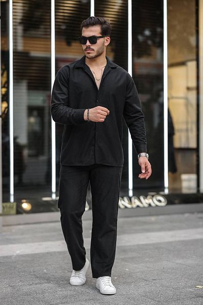 ROBERTO BORNOVA Set pantaloni cămașă din țesătură din catifea