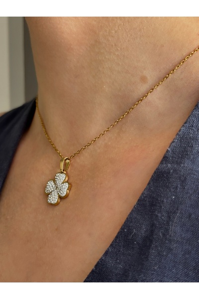 Ressia حجر الراين أربع أوراق البرسيم قلادة