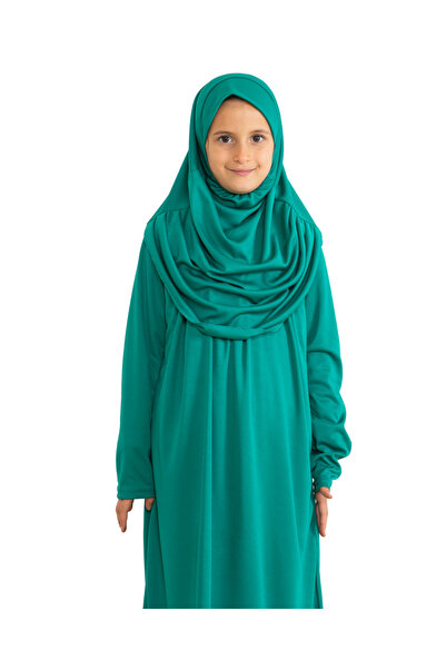 Modish Group Σετ παιδικό προσευχήλικο φόρεμα δύο τεμαχίων Σετ με κασκόλ, ισλαμικό κοστούμι για κορίτσια - Πράσινο